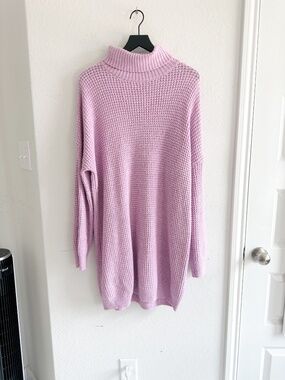 BP Nordstrom Lilac Purple Chunky Knit Turtleneck Sweater Dress Tunic XL